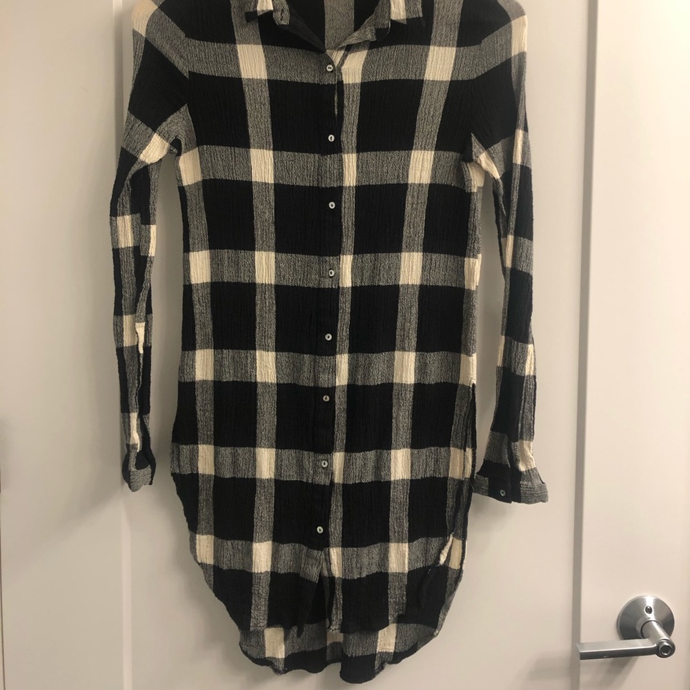 Black And White Check Button Up Tunic - image 1